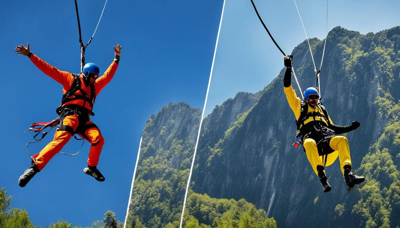 how does bungee jumping differ from base jumping